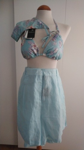 New EMPORIO ARMANI Italy Swimsuit/Bikini - Floral print Aqua Blue - Size L - Picture 2 of 9