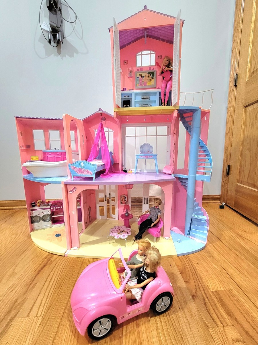 RARE Vintage 2006 Barbie 3-Story Dream House, Car, Dolls, and
