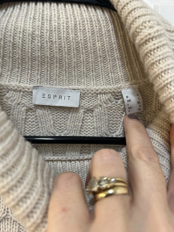 Suéter Pescador Tejido con Cable Mezcla de Lana ESprit Mujer Talla L Náutico Casa de Campo Playa Foto 3 de 4