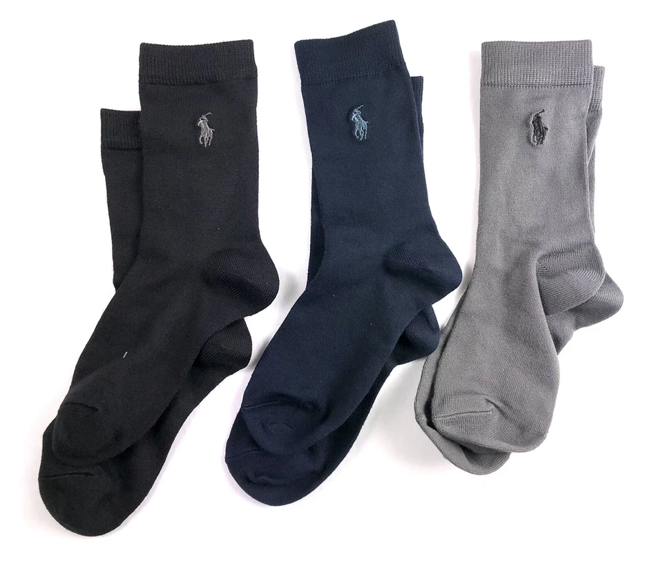 Ralph Lauren Boy’s Supersoft 3-Pack Toddler Size 8-9.5, Black Navy Grey - Image 2 of 2