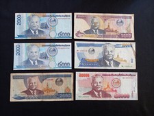 LAOS 2x 2000 + 2000 (1997) + 5000 + 10000 KIP Banknotes