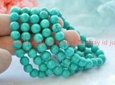 Wholesale 5 Pcs 10mm Blue Turquoise Round Gemstone Beads Bracelet 7.5'' AAA