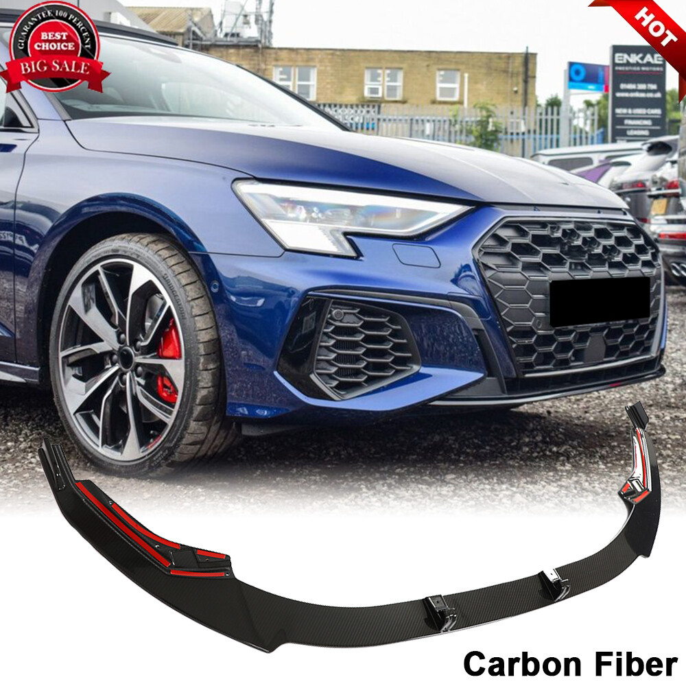 For Audi S3 8Y Sedan 2022-23 DRY CARBON FIBER Front Bumper Lip Spoiler Splitters