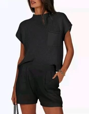 Anrabess black short sleeve knit top Size XL