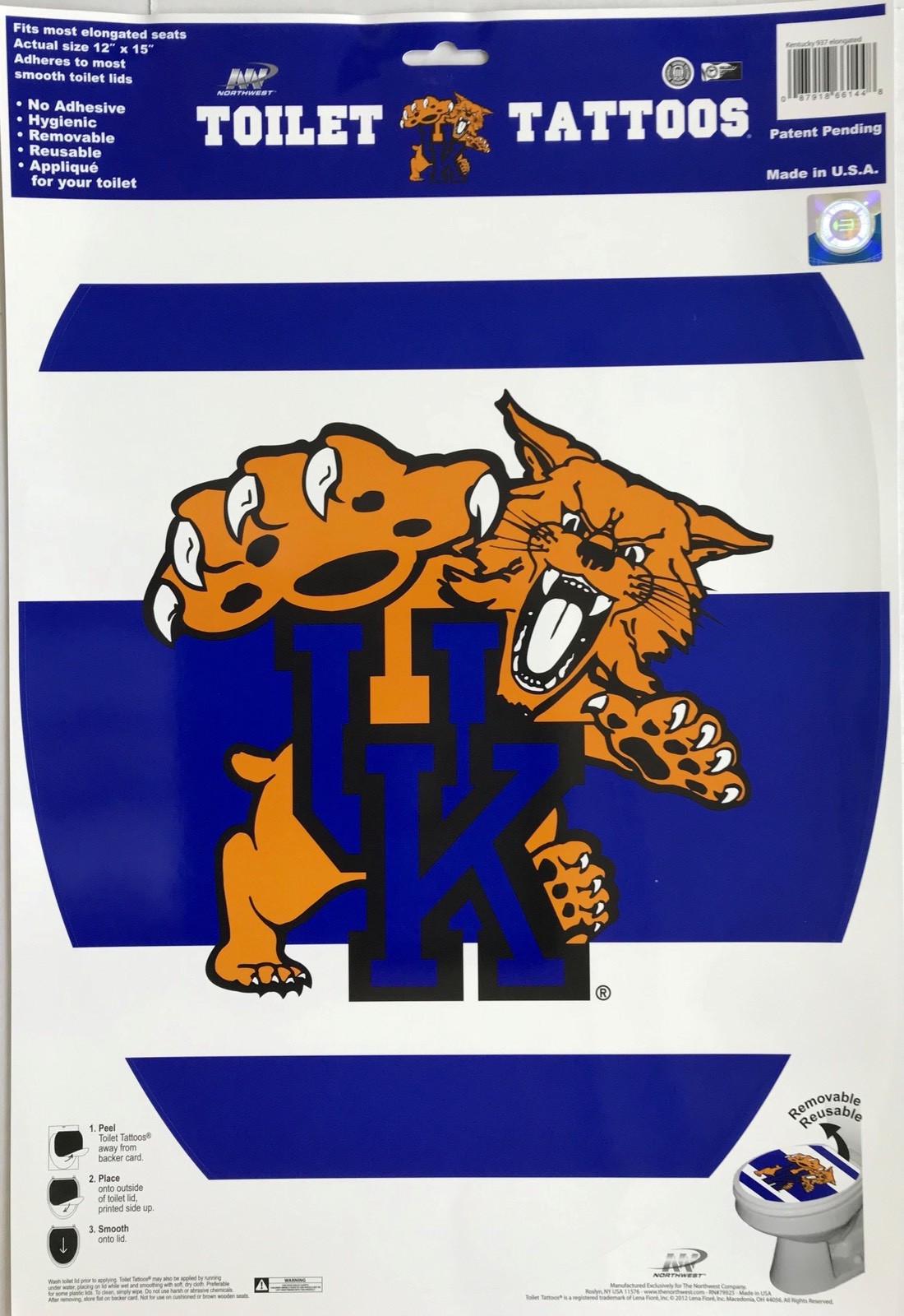 Officially Licensed NCAA-Kentucky Wildcats Toilet Tattoos- E