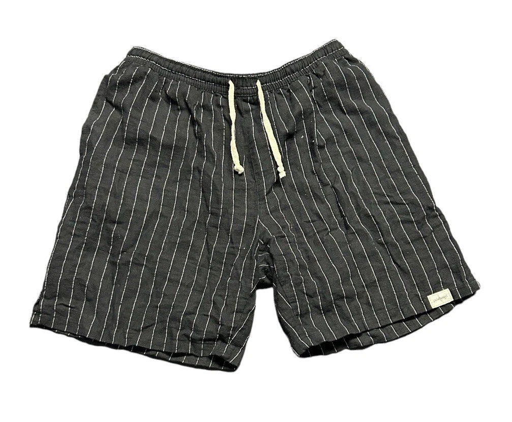 Linen Black & White Striped *Mens Large* Comfortable Drawstring Shorts