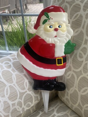 Vintage JSNY Santa Plastic Christmas Yard Lawn Stake! Adorable! Great Condition!