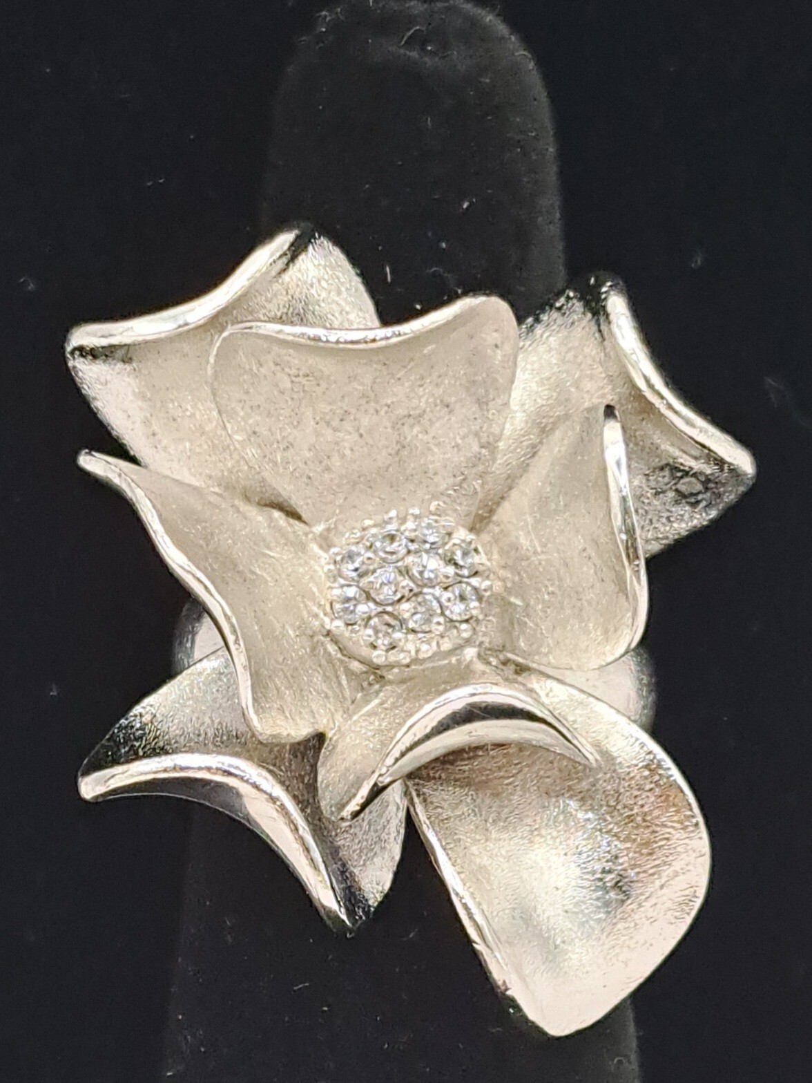 Palladium Silver Magnolia CZ Ring Marked PD Sz 6 1/2 eBay