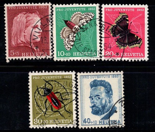 Schweiz 1953 Mi. 588-592 gebraucht 100% Schmetterlinge, Figuren, Insekt, Pro Juventu
