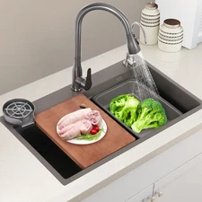 Kitchen Sink Drop-In/Undermount Rectangular Sink Stainless Steel Sink w/ Faucet