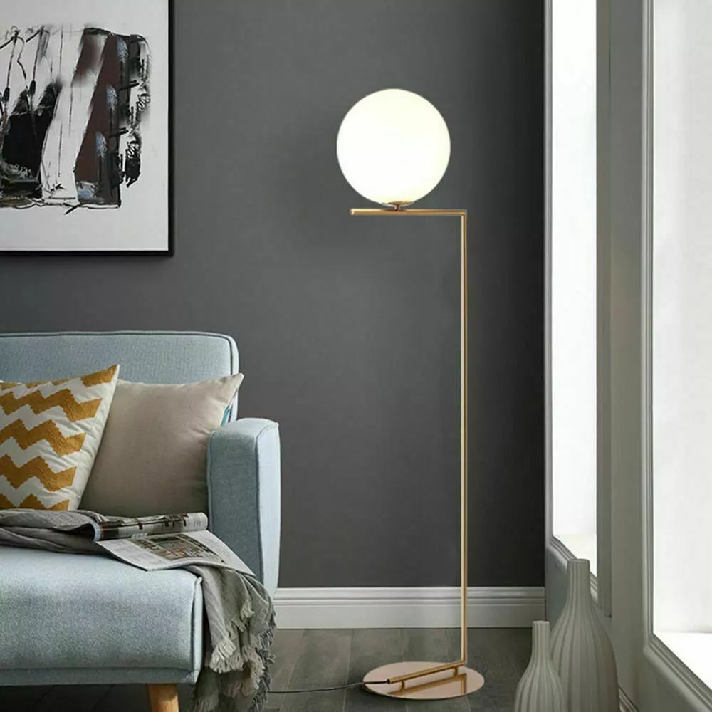 Gold White Metal Led Tall Floor Lamp