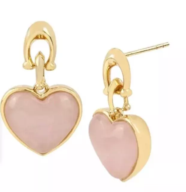 Coach Rose Quartz Carved Heart Shaped Gold Earrings eBay