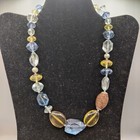 Napier Silver Tone Blue Green Brown Tan Clear Bead Necklace Stretch Bracelet Set — photo 2