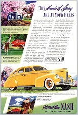 PRINT AD 1939 Nash 4 Door Sedan White Wall Tires Bright Yellow Car 6.75" x 10"