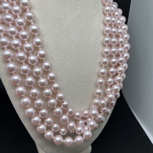 Vintage Light Pink Faux Pearl 95” Long Necklace (… - image 1