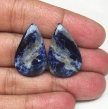 Natural Sodalite Pear Pair Cabochon 32.95 Cts Loose Semi Precious Gems J 3484