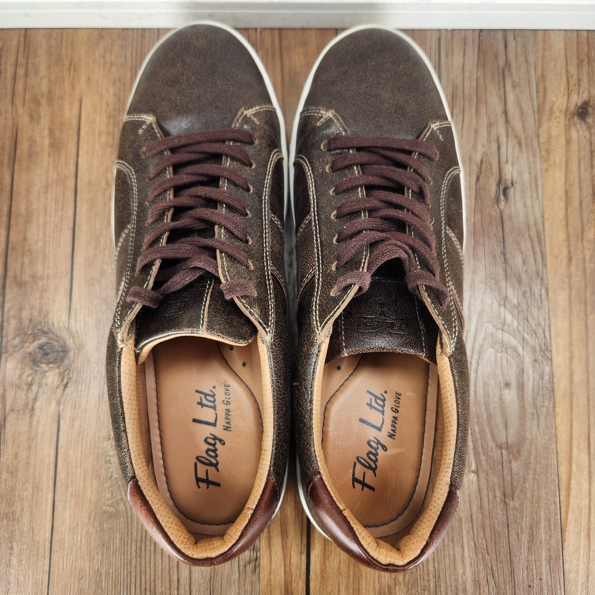Flag LTD Nappa Glove Men Sz 9.5M Brown Leather Preppy Hipster Low Sneakers Shoes Rogue Mens Sz 8 Brown Sneakers Leather Casual | Mercari main image 2