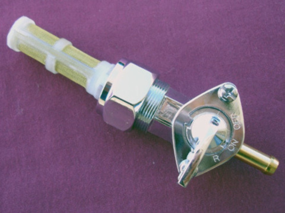 High Flow 90-Degree Chrome Gas Petcock For Harley - Replacement For OE 62163-75, On/Off Switch