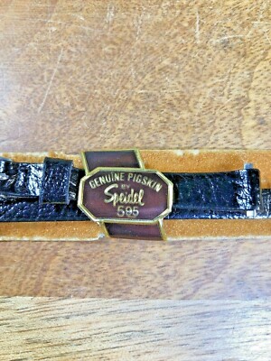 Vintage Speidel (NIB) Black & Silver Watch Band (9.5mm or 3/8'')(K6979)