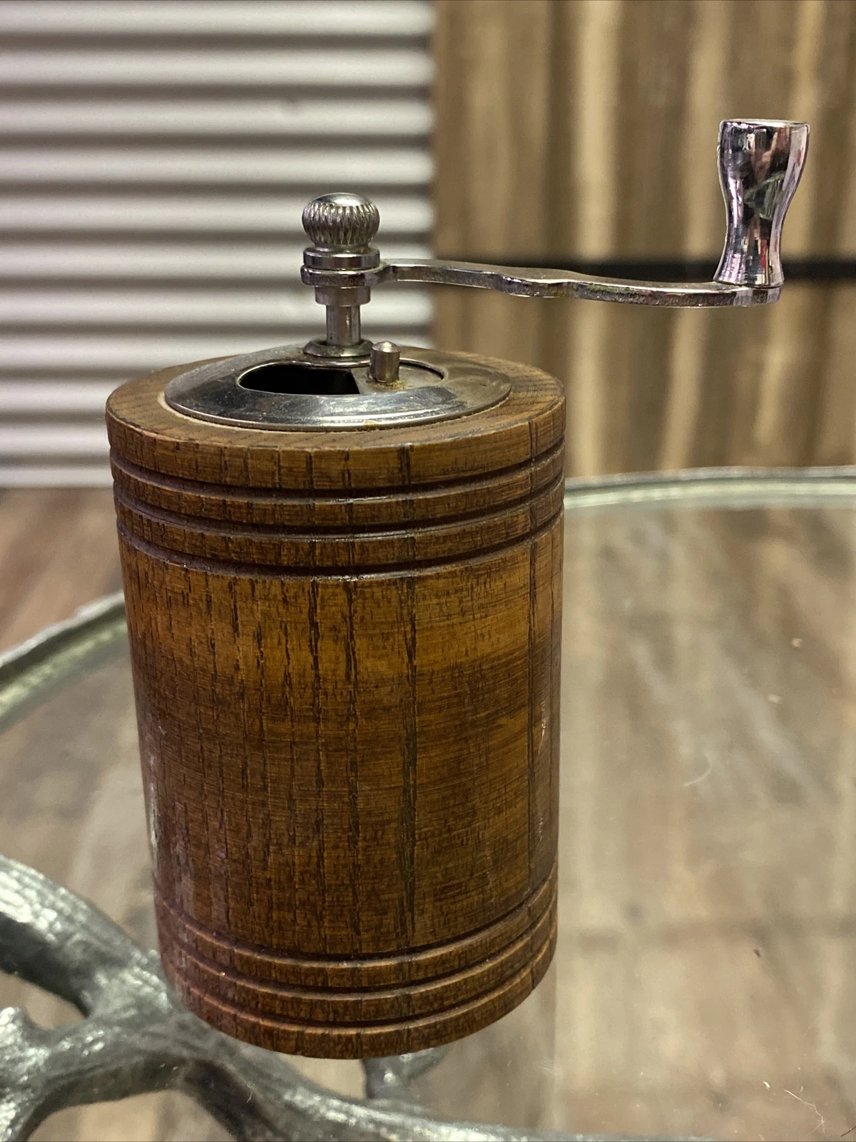 Olde George Thompson wood salt pepper spice grinder mill Crank Grind tableware