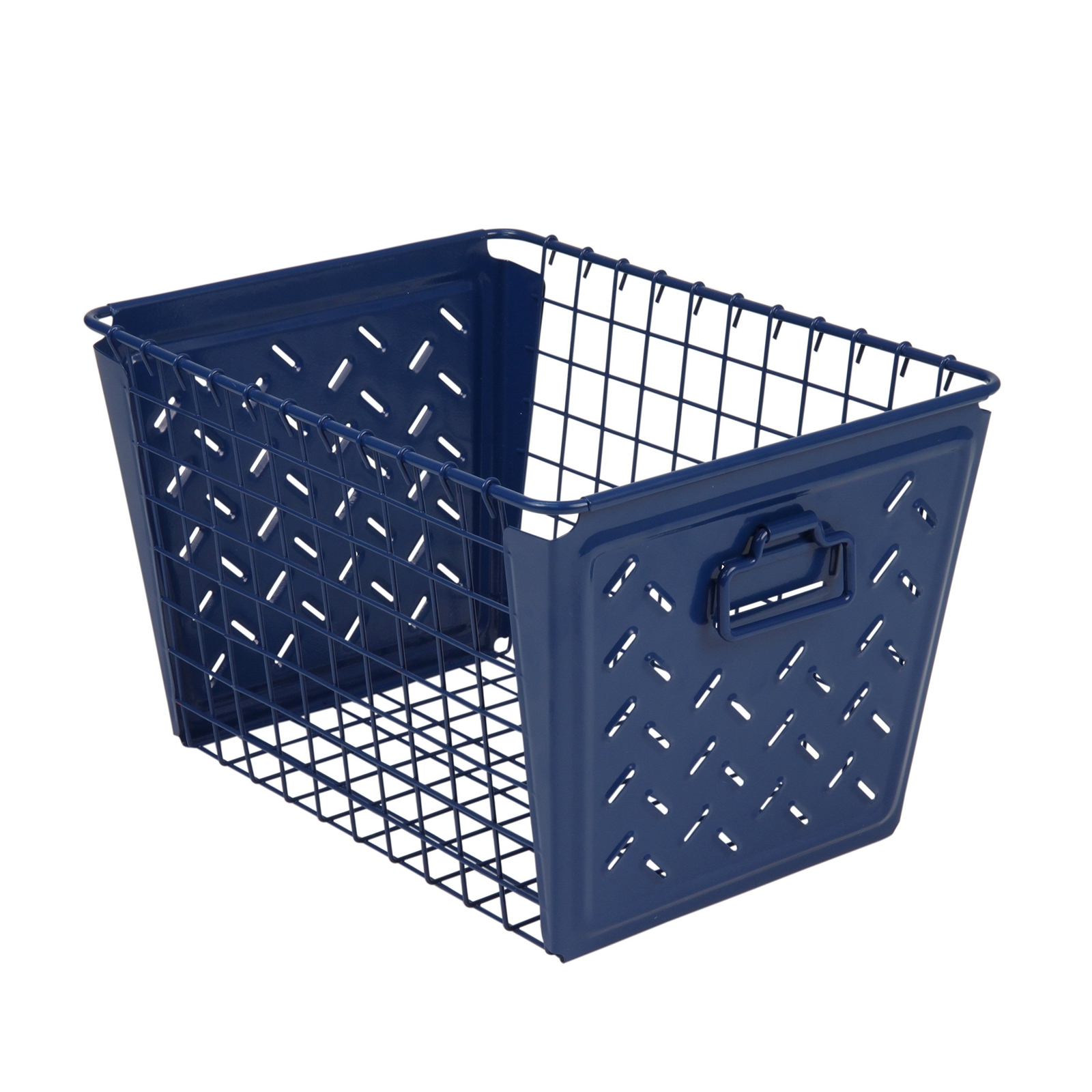 Macklin, Stamped Steel & Wire Basket for Closet & Cubby Storage Vintage-Inspi...