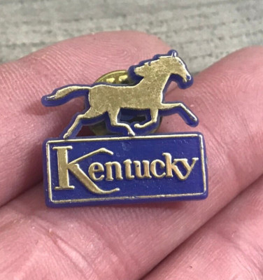 Vintage Kentucky Horse Racing Blue Plastic Lapel Hat Jacket Vest Shirt Pin