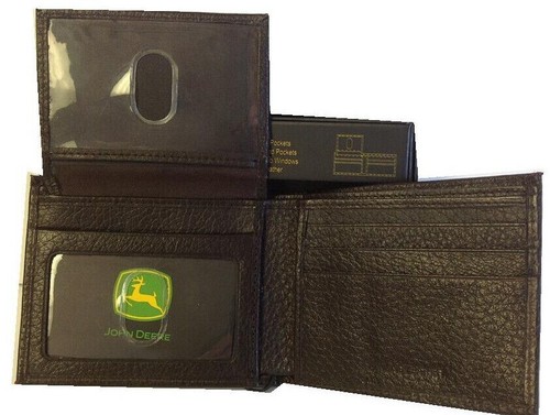 NEU John Deere zweifach gefaltete Geldbörse aus Leder historisches Logo schwarz braun LP35480 LP35481 - Bild 2 von 4