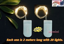 2pcs Mini 20 Working Warm White LED Christmas Lights Battery Dollhouse Operated