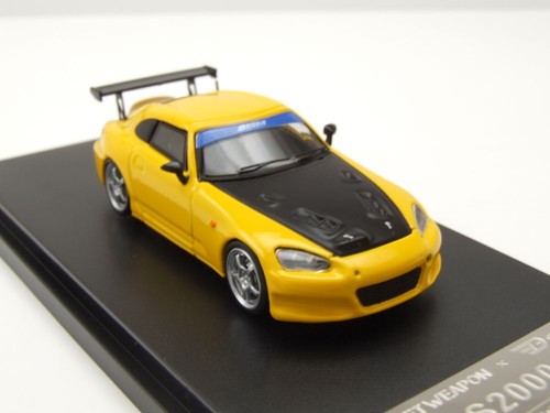 Honda S2000 amarillo negro coche modelo 1:64 Street Weapon - Imagen 7 de 9