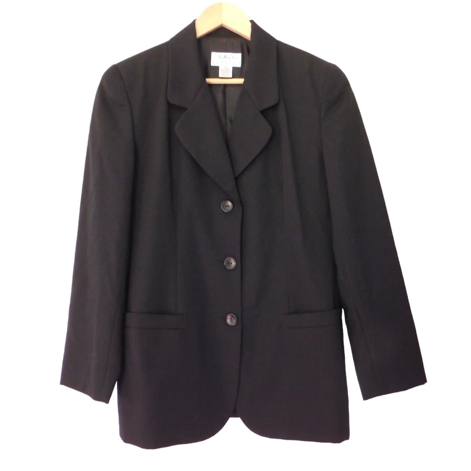 De colección Talbots Pantalones Negros Traje Lana Tiro Alto Plisado Pantalones Petite 10P Mod 4P Foto 2 de 4