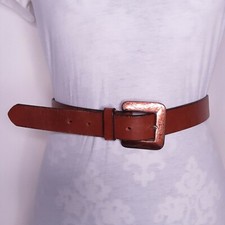 Gap Unisex Tan Leather Distressed Belt With Brass Buckle Size Small