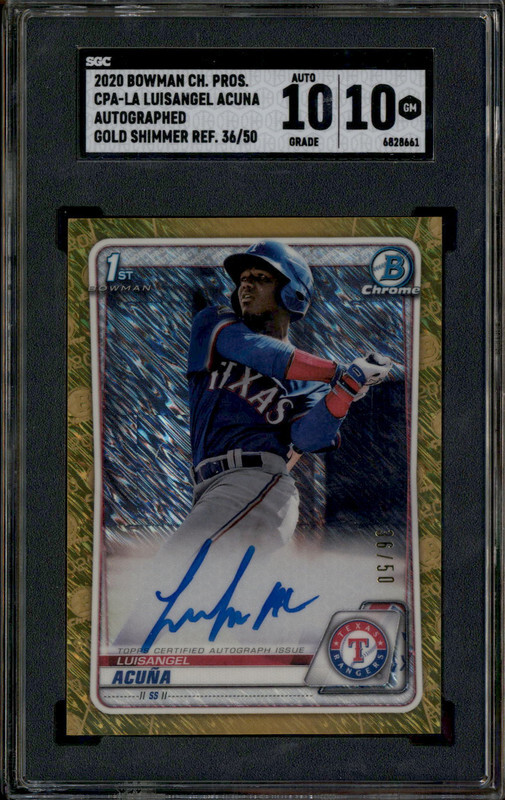 2020 Bowman Chrome Rookie Auto Gold Shimmer Luisangel Acuna RC /50 SGC 10