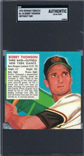 Bobby Thomson #24 1952 Red Man Tobacco card