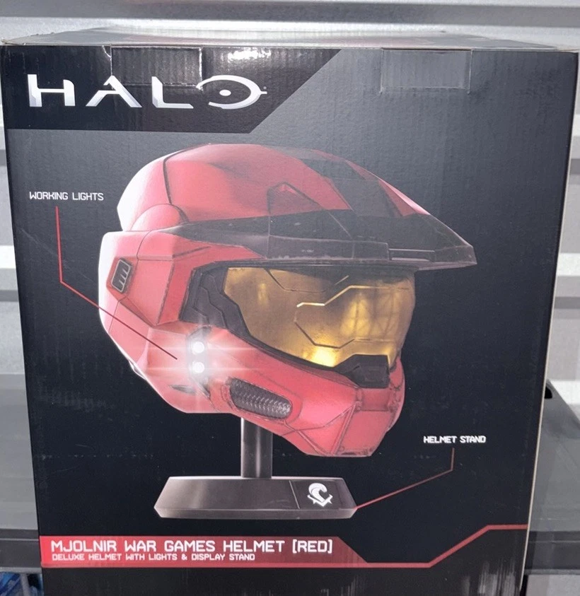 Casco Rojo Halo Spartan Collection Mjolnir Juegos de Guerra Deluxe con Soporte Nuevo Foto 3 de 4