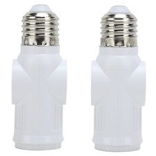 2x 3 Prong Light Socket Adapter Plug White E26 Light Bulb Outlet Adapter Conver