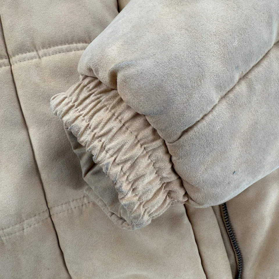 Chaqueta Meca Para Hombres 3XL Tostada Imitación Gamuza Acolchada Puffer Cremallera Cuello Soporte Logo Foto 4 de 4