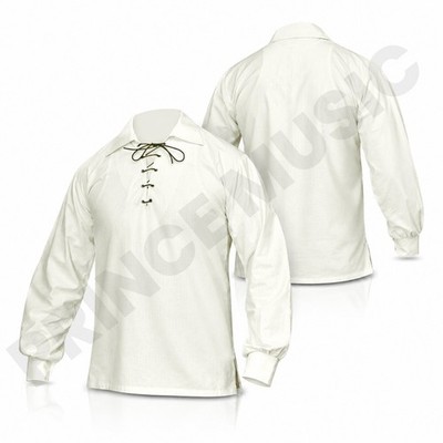 Off-White Highland Ghillie Hemd Scottish Jacobite Kilthemd Lederkord M-2XL