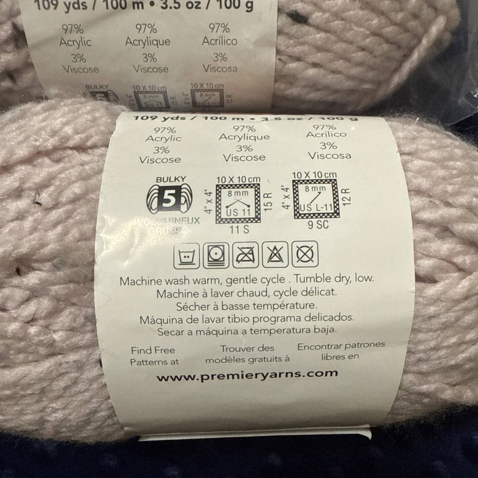 Hilo de tweed grueso Premier Serenity rosa - Paquete de 4 Foto 3 de 4