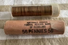 1957D + 1958P wheat cent full rolls 50 each uncirculated pennies
