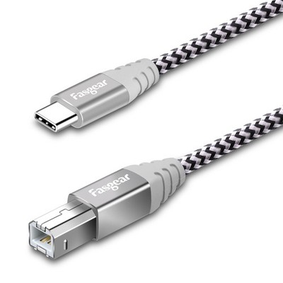 1m Type C to USB B Midi Cable Nylon Braided Printer Scanner Cord with Metal C...