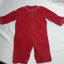 Vintage 1970s Baby Retro One Piece Romper Jumpsuit 6/9 Months Red