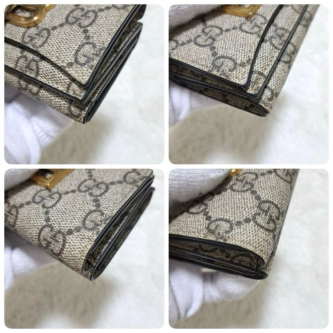 Gucci Balenciaga Tri Fold Wallet 7x9.5 cm Beige Gold PVC Rare The Hacker thumbnail 8