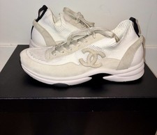 CHANEL MENS NEW KNIT SUEDE CALKSKIN SNEAKERS ...