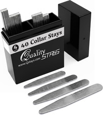 40 Metal Collar Stays for Men   Stainless Steel Dress Shirt Collar Inserts in 4