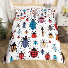 Bedding Set,Colorful Duvet Cover for Teen Boys,Cute Modern Bugs Comforter Cov...