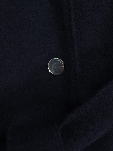 Abrigo Ted Baker Chelsyy Talla 2 UK 10 Azul Marino Lana Largo Invierno Chaqueta con Cinturón - Imagen 7 de 12