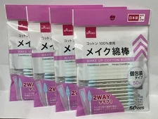 DAISO Japan 2Way MAKE UP Cotton 50pcs 4sets  Pointed swabs  Buds Precision tip