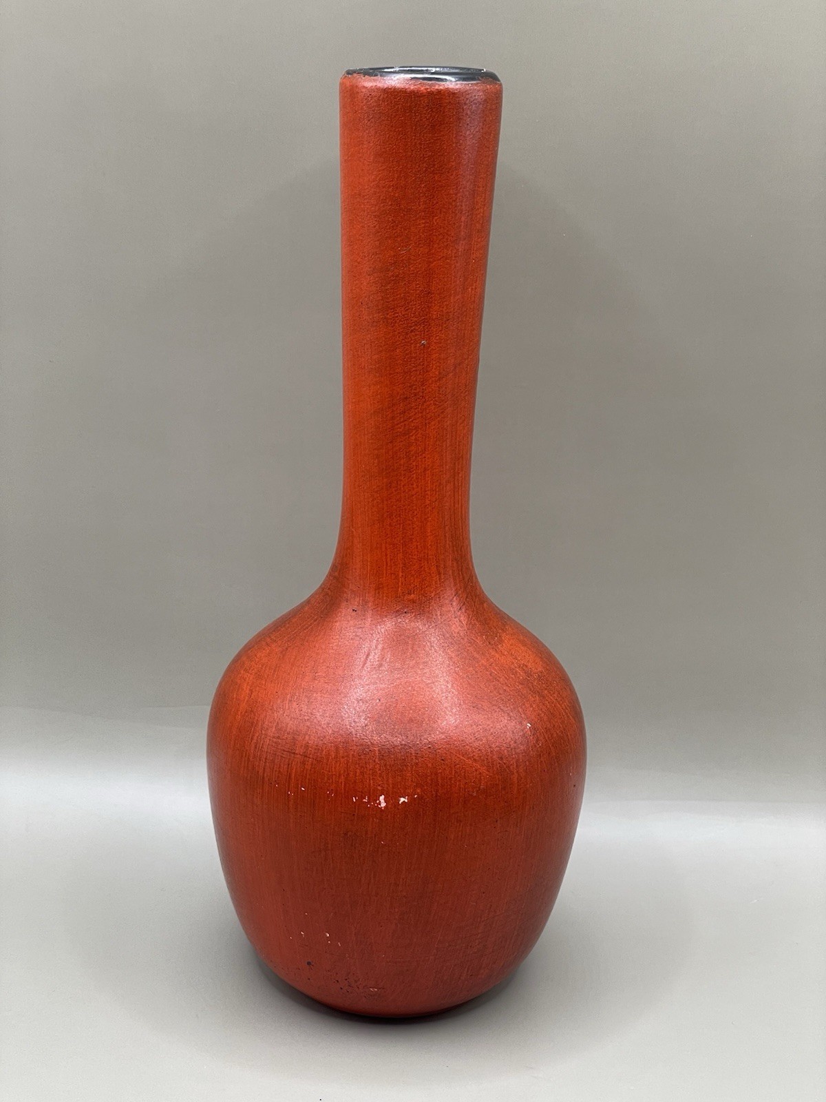 Vintage MCM Signed Royal Haeger Onion 7.5” Red Vase Long Neck READ