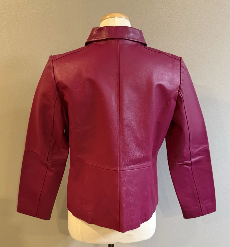 Chaqueta Blazer Mujer Colección Chadwicks Cuero Borgoña Talla 16 Foto 3 de 4