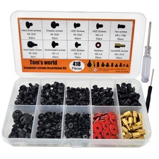 418Pieces Computer Screws Assortment Set Standoffs Screws for Motherboard, HDD,S